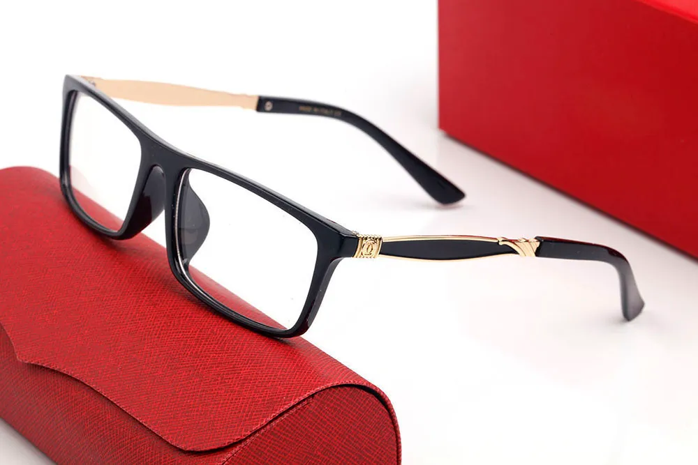 Klasik Santos Erkekler Kadınlar Güneş Gözlüğü Kare Çerçeve Şeffaf Lens Buffalo Boynuzları Optik Gözlük Tasarım Logo Kaymaz Ayak Kapak Iş Rahat Çay Bean Kahverengi Gözlük