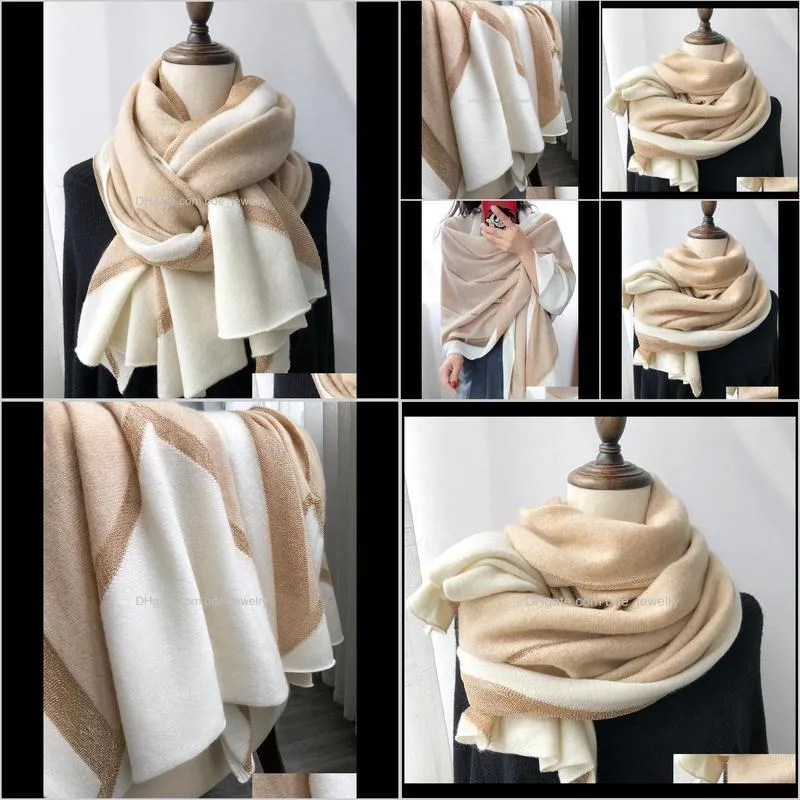 soft to the heart! luxury cashmere scarf women autumn and winter french style gold thread stitching long shawl dual-use scarves