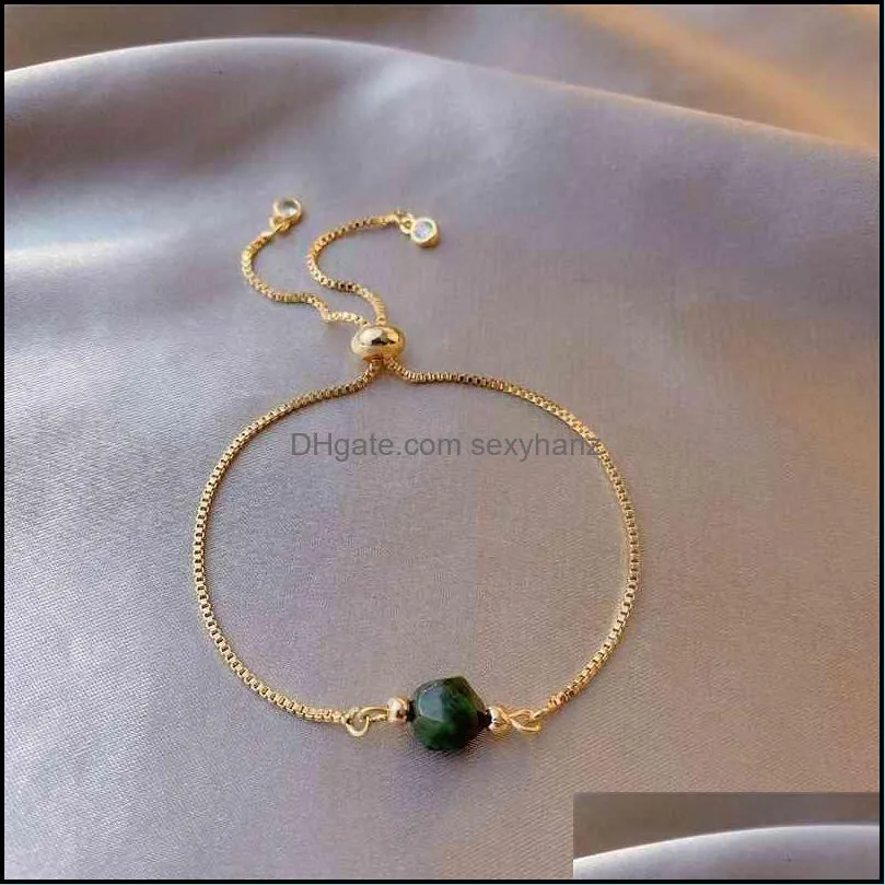 Bracelets bracelet green Simple women`s tiger eye stone personality 2-piece Fashion Design Adjustable