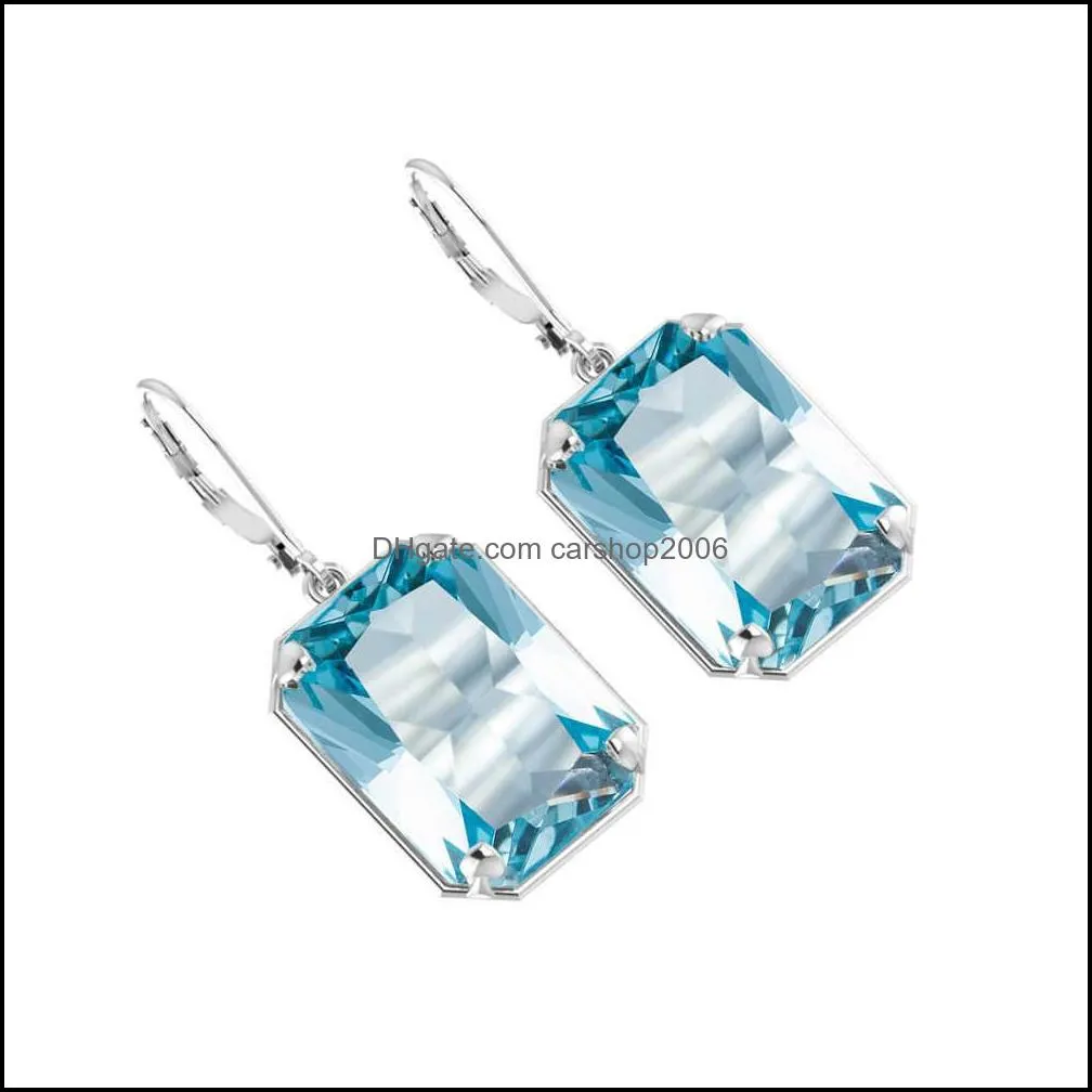 Szjinao Real Sterling 925 Earrings For Women Long Brand Jewelry Gemstone Aquamarine 925 Silver Earring Brilliant Gift
