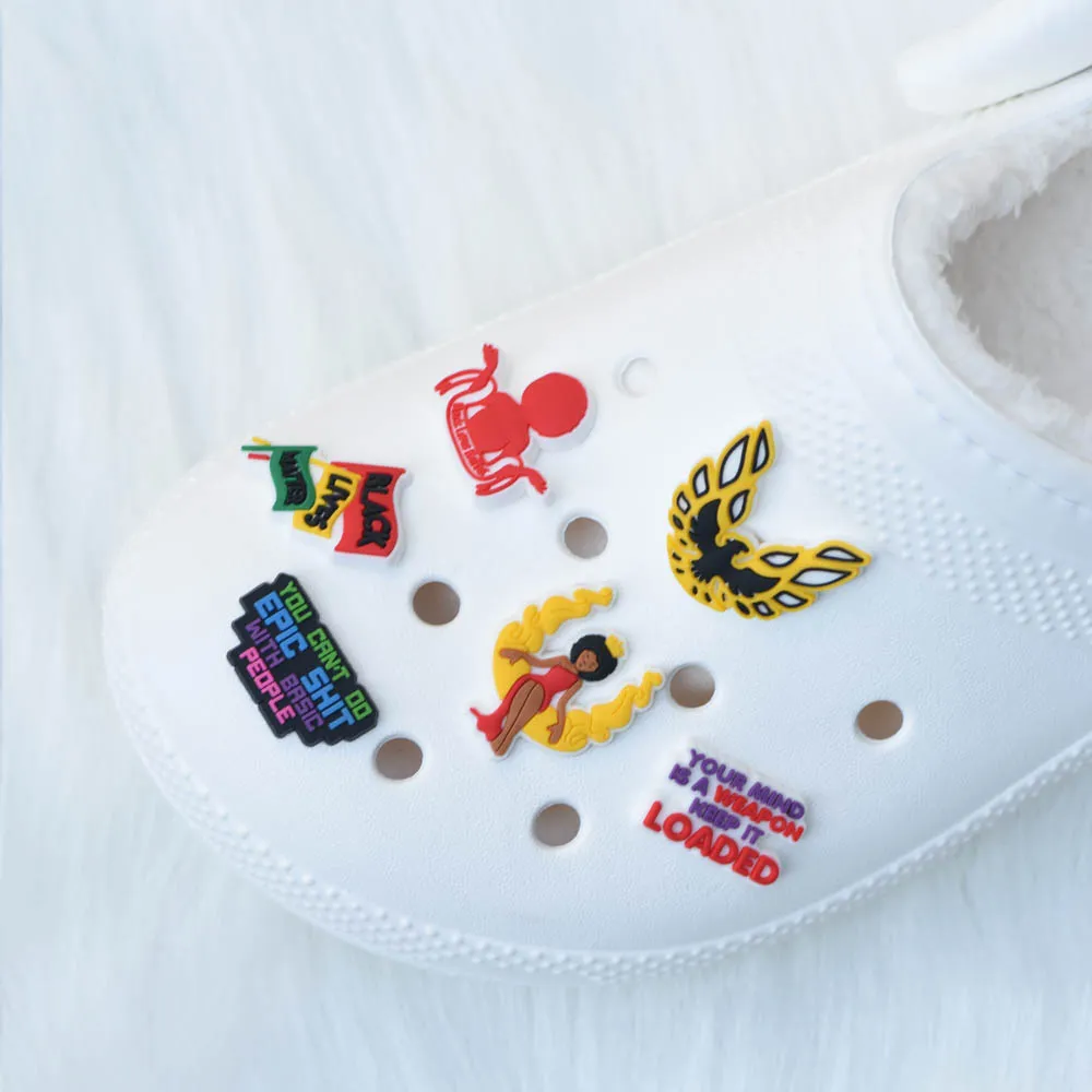 사용자 정의 신발 FPVC Clog 매력 검은 여자 마법 신발 아이들을위한 매력 선물