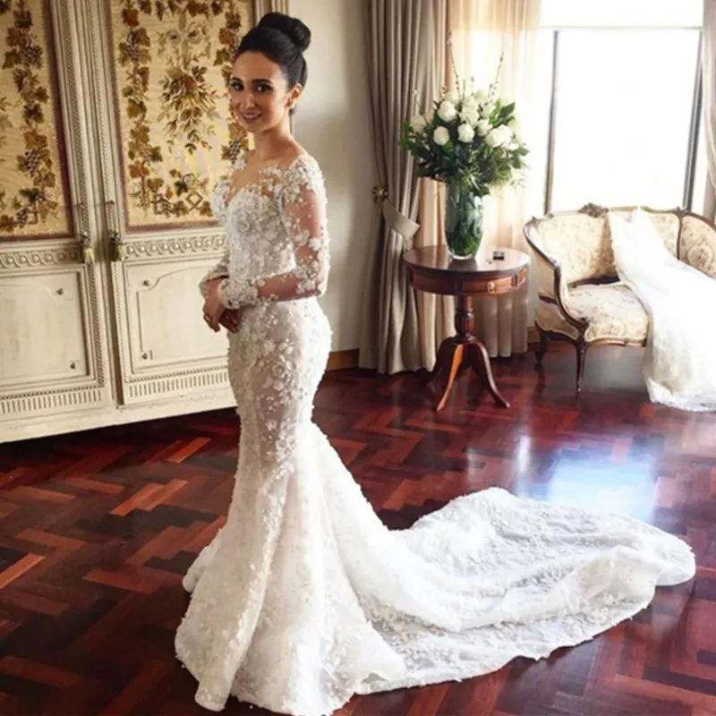 Tatlım Basit Uzun Kollu Plaj Gelinlik Gelinlikler Dubai Vestidos De Novia Custom Made