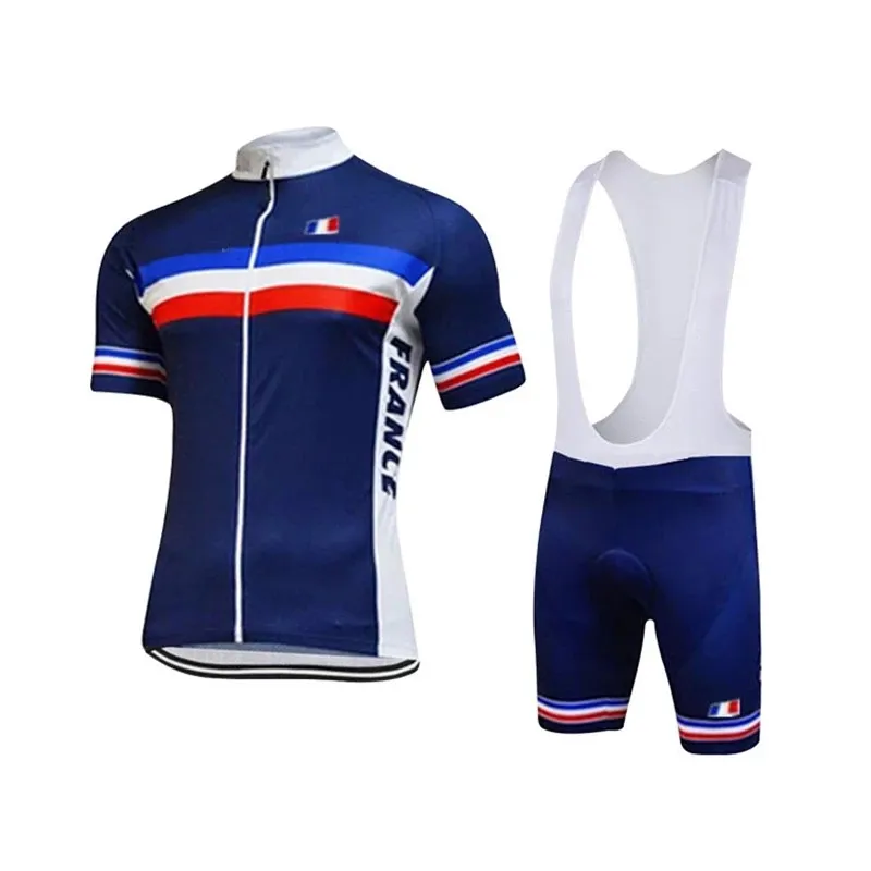 2024 Equipe France Blue Cycling Jersey Bike Pants Conjunto 19D Ropa mass verão camisetas de bicicleta Dry Dry Dry Dry