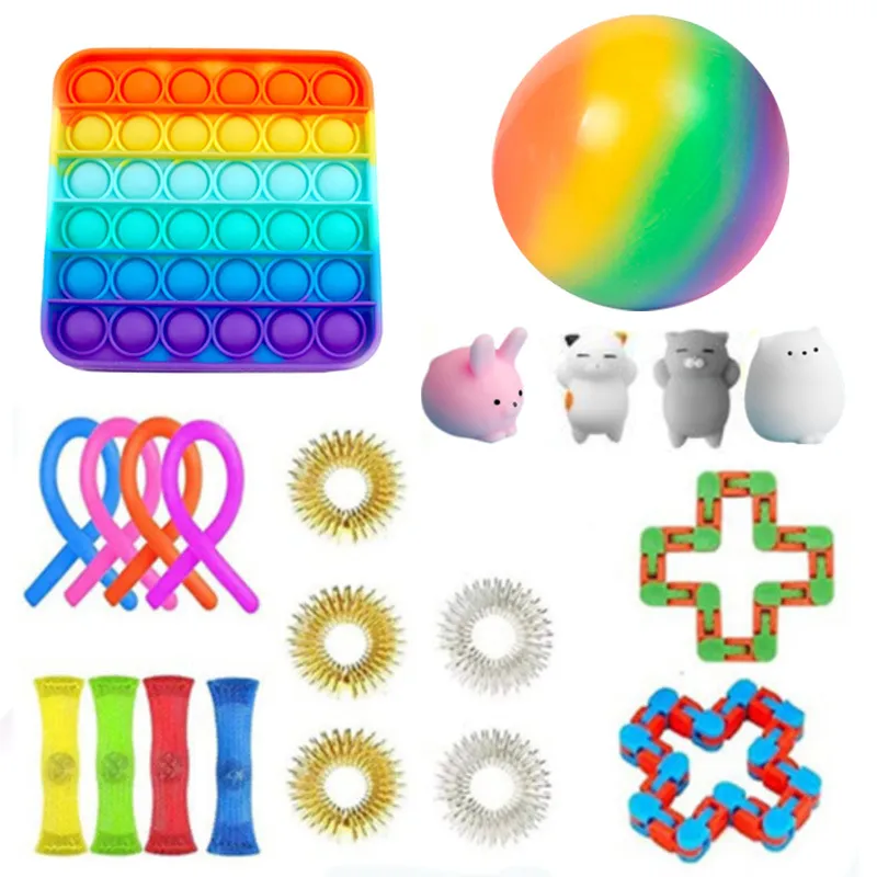 couleur W Ensemble de jouets anti-stress, boîte à pousser, CORDES, du  marbre Soulagement, cadeau pour adultes et enfants