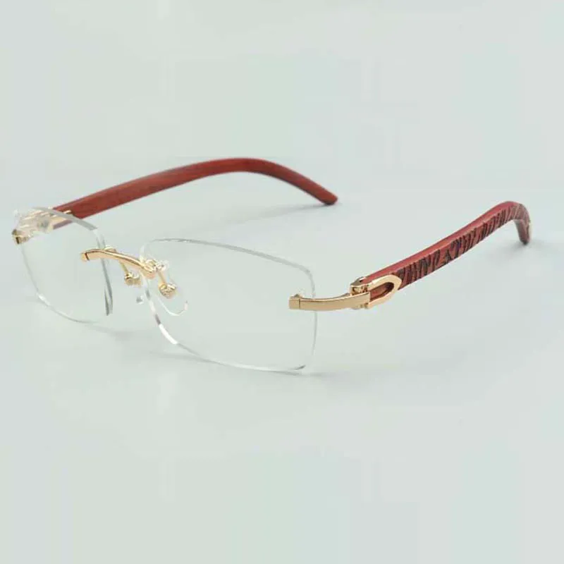 Schlichtes Brillengestell 3524012 mit Tigerholzbeinen und 56-mm-Gläsern für Unisex