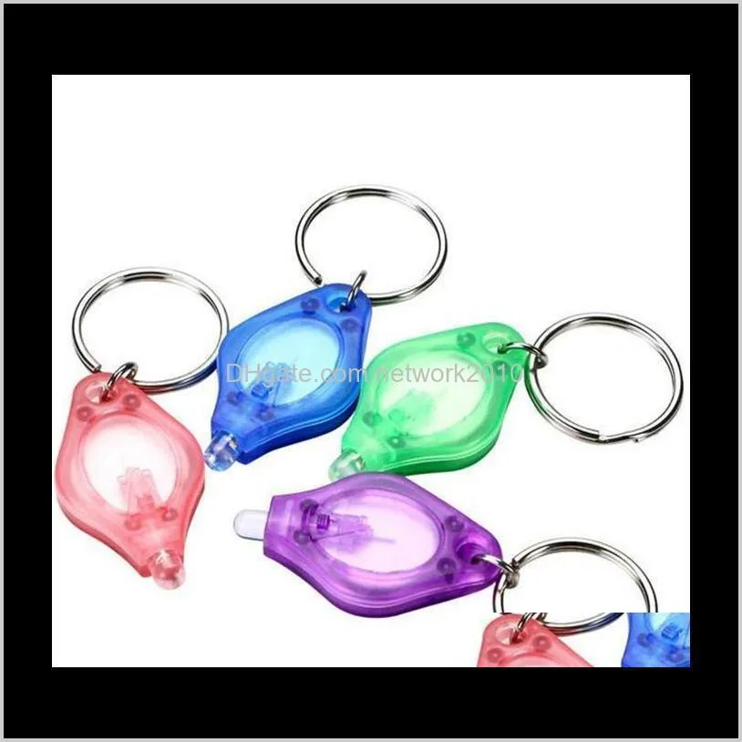 Voorkeur evenement feestelijke feestbenodigdheden home tuin drop levering 2021 mini fakkel sleutelhanger ring ring pk sleutelhanging witte lichten, UV -licht, LED -lampen, ton