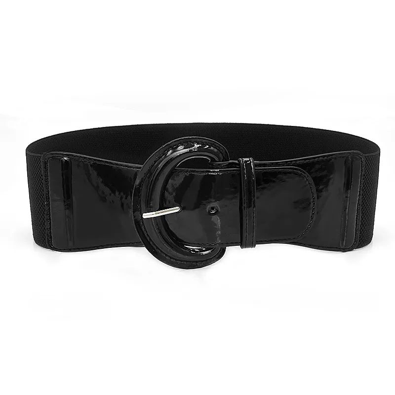 Black Patent Leather Belts Ladies Wide Black Belt Women's Fashion