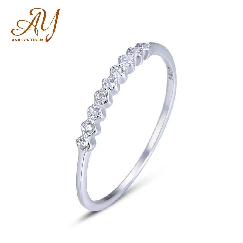 クラスターリングanillos Yuzuk Real 925 Sterling SilverZircon Stackable Match Ring for Fashion Women Cute Fine Jewelryミニマリストアクセサリー