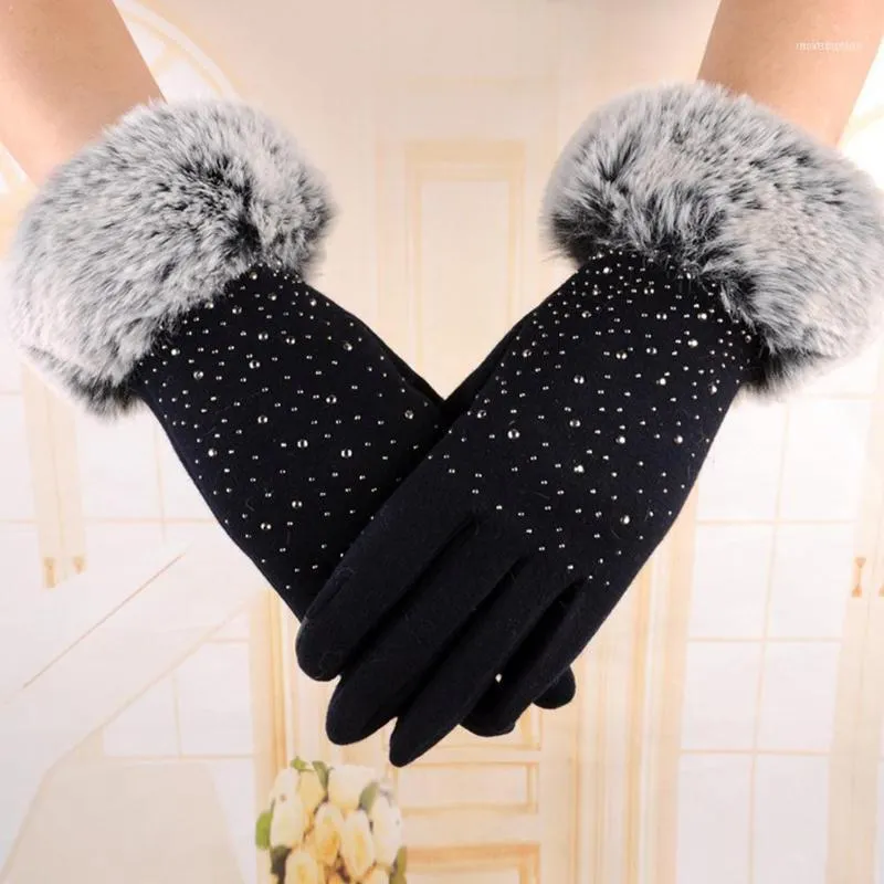 Aankomst handschoenen Dames Dame Snoep Kleur Herfst Winter Guantes Mittens Mujer Warm Bont T0I01