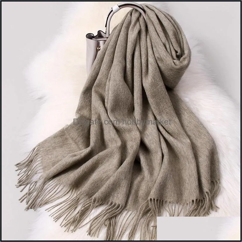 Scarves Wraps Hats, Rękawiczki Moda Aessories Zima 100% Czysta Wełna Szalik Kobiety Solidna wielbłąd Ciepłe Echarpe Dla Panie CashMere Foard Femme Th