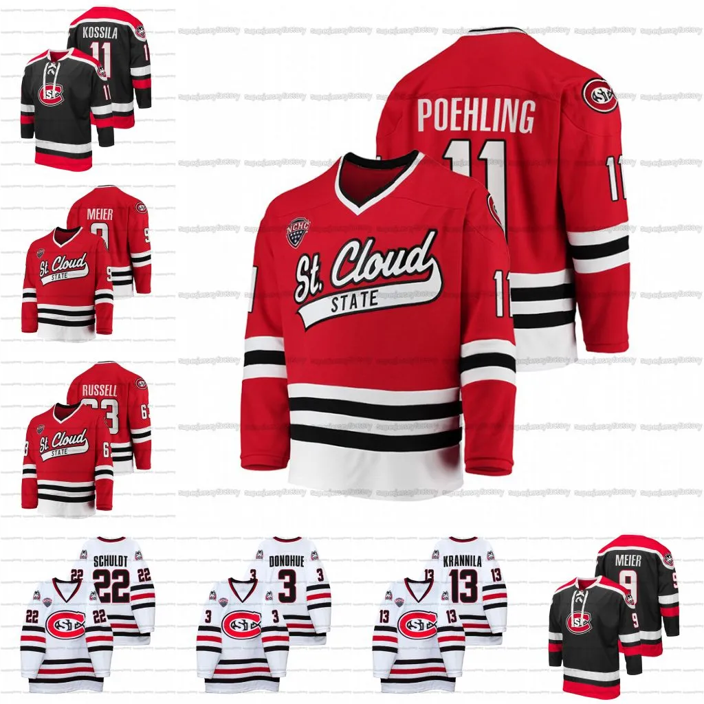 2021-22 NCAA St. Cloud State Huskies Jersey de hockey Jimmy Schuldt Kalle Kossila Ryan Poehling Patrick Russell Jami Krannila Nick Jensen Matt Cullen Jonny Brodzinski