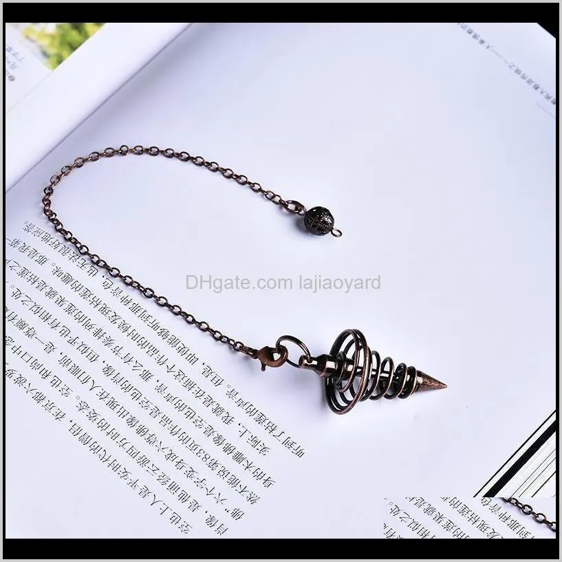 1pc pendulum metal amulet spiral cone antique copper gold silver colored clock for pyramid pendulum aura qyltsi