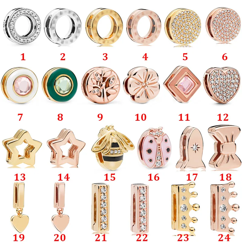 Ciondoli per bracciale Pandora originali in argento sterling 925 con chiusura a stella a cinque punte in oro rosa