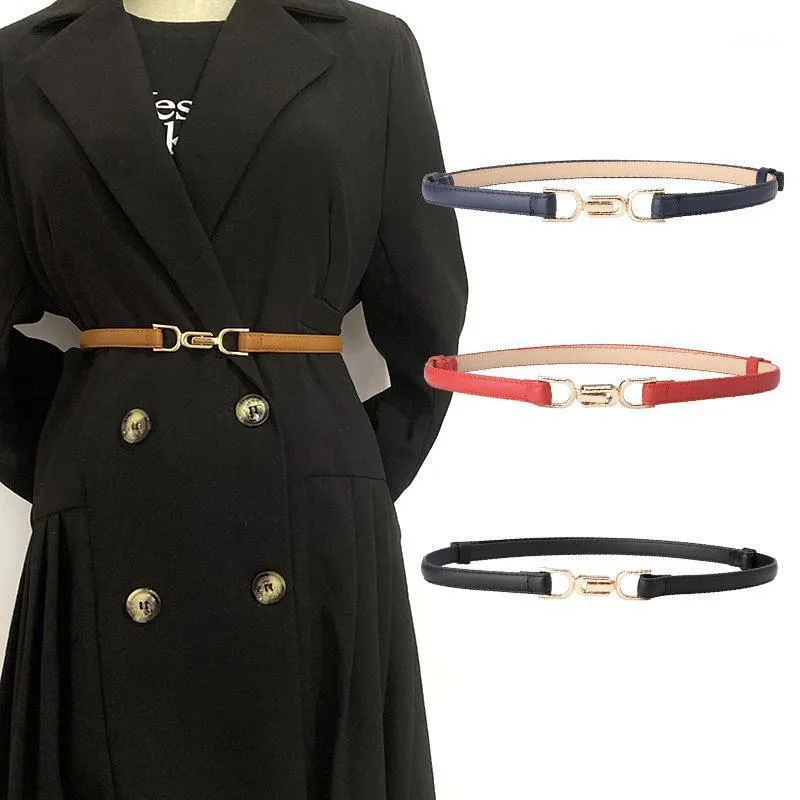 Belts Adjustable Pu Thin Belt Women Fashion Gold Buckle Metal Female Jeans Dress Waistband Brand Design 2021