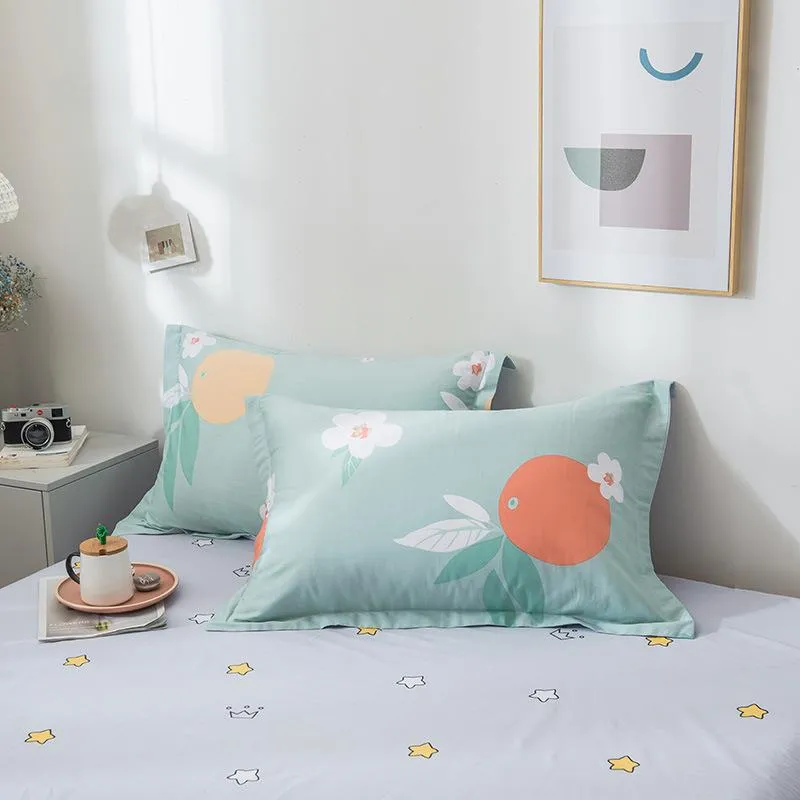 Taie d'oreiller 100% pur coton sergé taies d'oreiller couverture 2 pièces 48x74cm décoration de la maison douce adaptée aux bébés