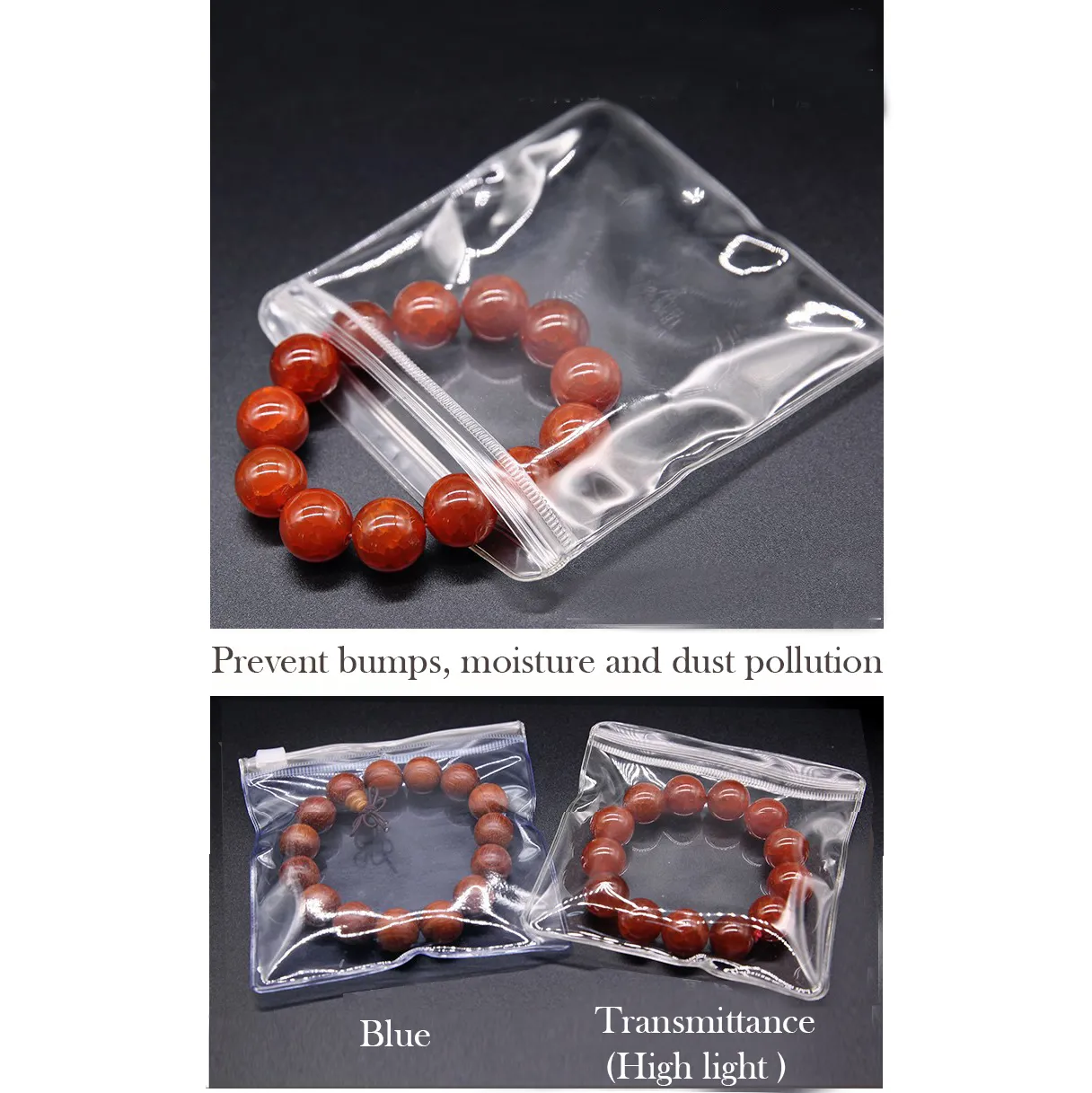 Transparent PVC bijoux sacs clair haute transmission fermeture éclair boucle d'oreille pendentif collier Bracelet support de stockage 100 pcs/lot sac d'étanchéité