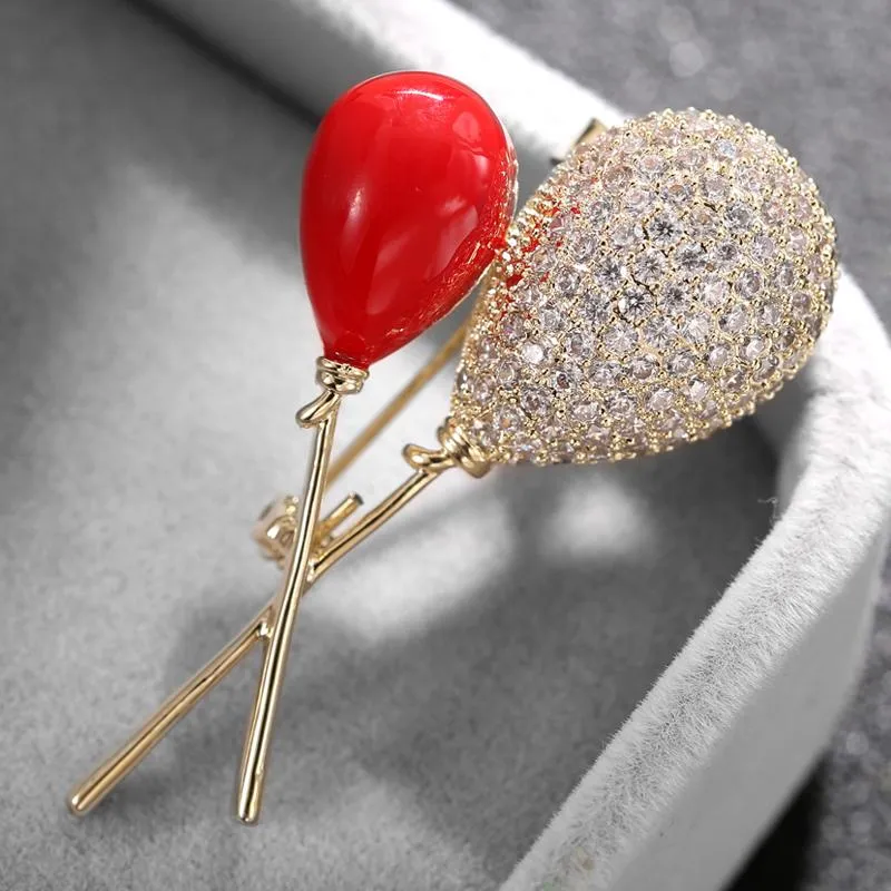 Pins, Brooches Lovely Red Balloons Enamel Pin High Quality Luxury Brooch Pins Jewelry Accessories Fashion Crystal Balloon For Women