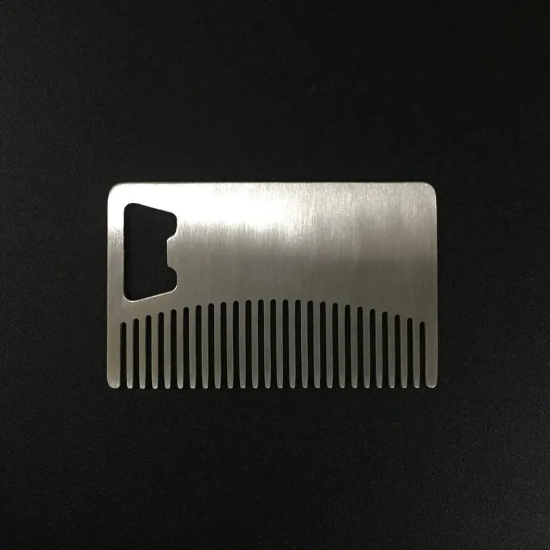 Fast shipping Professional Card style Men`s mustache comb Beer openers Anti Static Stainless Steel Comb Bottle Opener DH4753