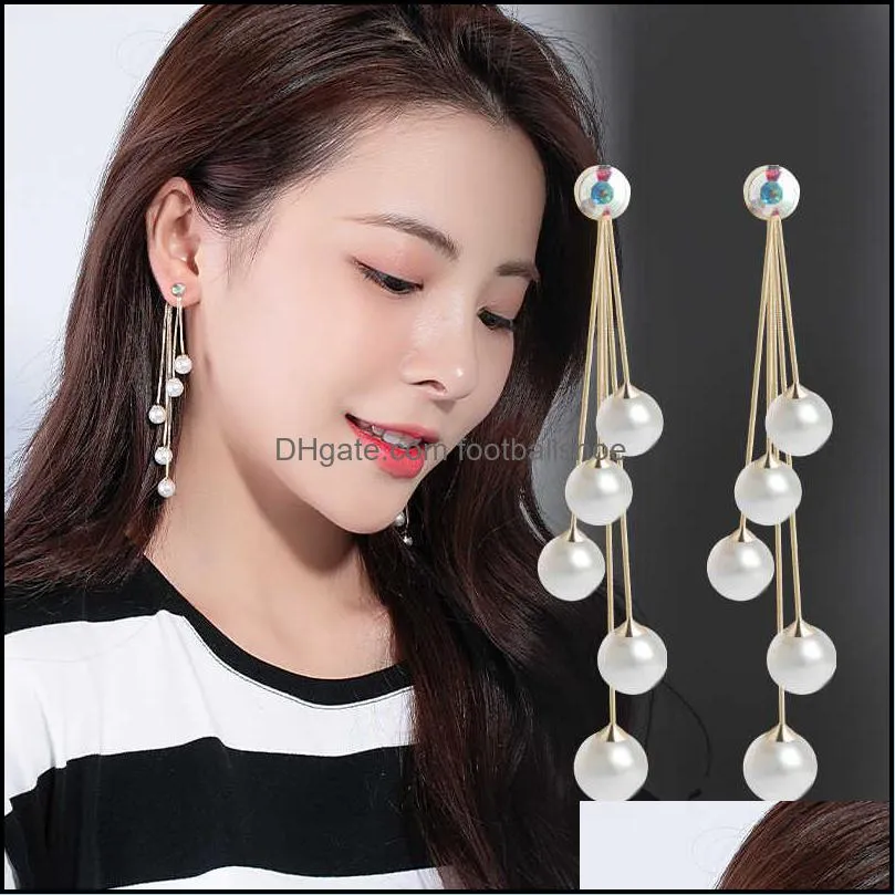 Dangle & Chandelier Earrings Jewelry Brand Red Pearl Temperament Korean Net Female 2021 Fashion Long Sterling Sier Drop Delivery Cv1X3