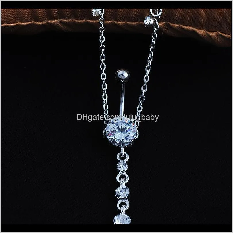 wasit chain crystal body jewelry stainless steel rhinestone navel & bell button piercing dangle rings for women gift