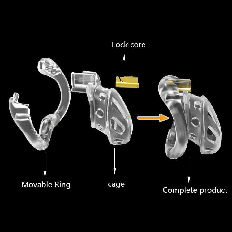 Dispositivo di castità maschile con anello di base apribile, gabbia per pene con anello per pene di 4 dimensioni, blocco del pene, cintura di castità, gioco per adulti S0824