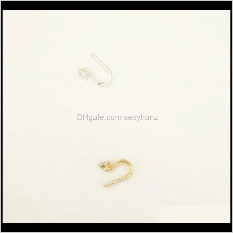hot selling unisex summer style gold silver plated cubic zirconia tragus ear cuff clip earring for women fashion earring 10pcs