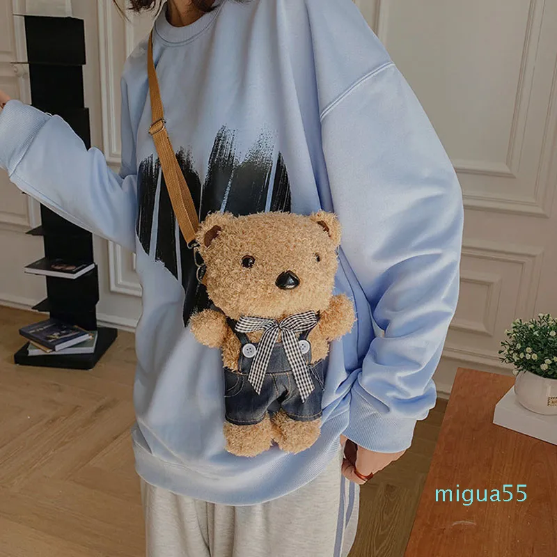 Simpatico orso borse ragazza peluche bambola cartone animato borsa a tracolla borsa per bambini