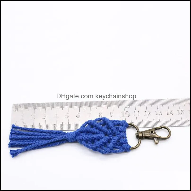 Tassel Macrame Keychains Boho Handmade key Holder Bag Car Hanging Jewelry Gifts Cotton Rope Woven Keychain