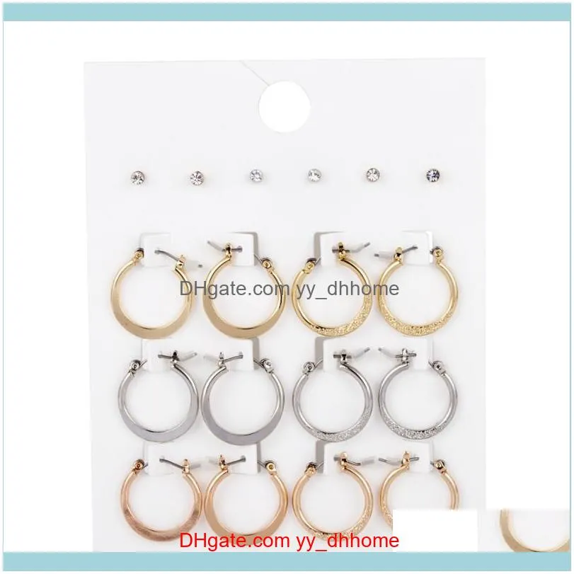 Earrings For Women Fashion Geometric Ear Jewelry Accessories Sets Female Casual Crystals Round Gift Lady Hoop & Huggie