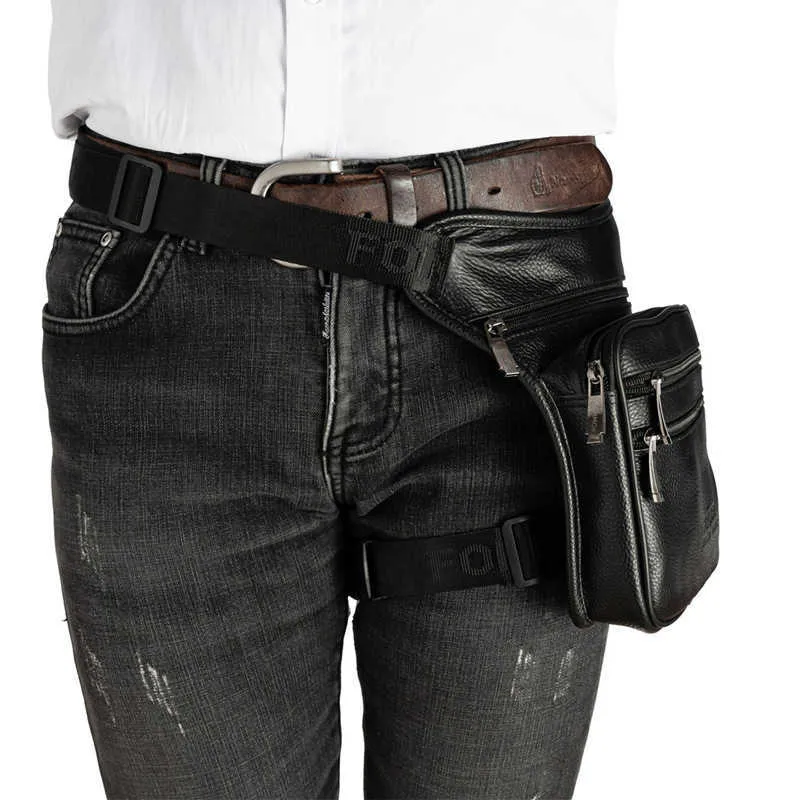 Mens leather leg bag top