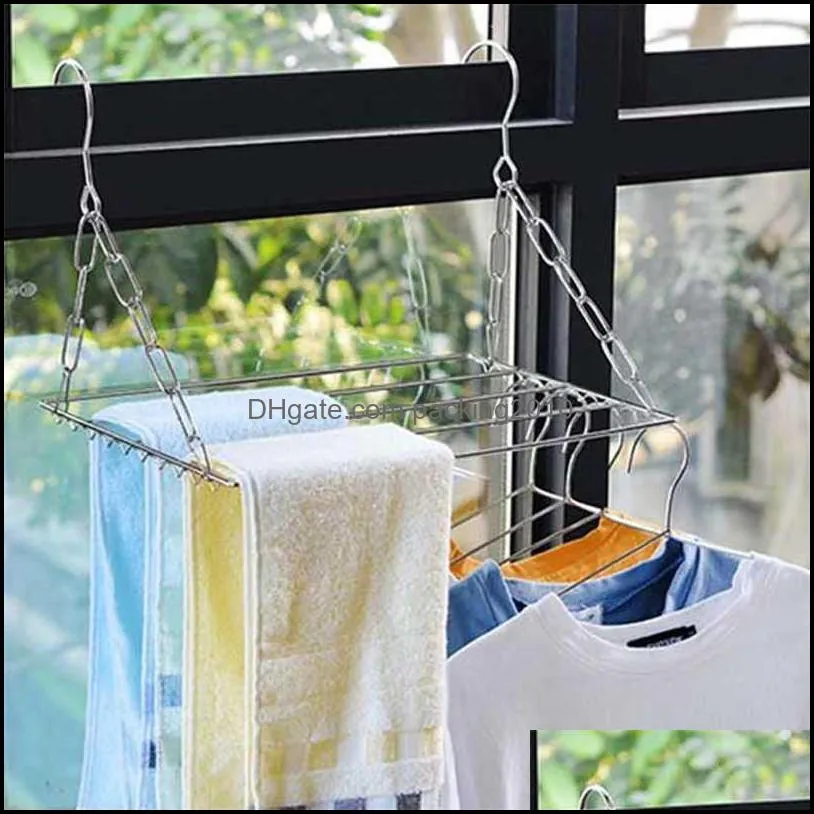 Hangers & Racks Clothing Housekee Organization Home Garden By Folding Shoe Drying Rack Clothes Airer Stainless Steel Laundry Underwear Stora