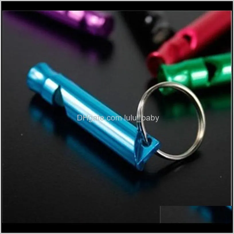 Mix Colors Mini Aluminum Alloy Whistle Keyring Keychain For Outdoor Emergency Survival Safety keychain Sport Camping Hunting64 Q2
