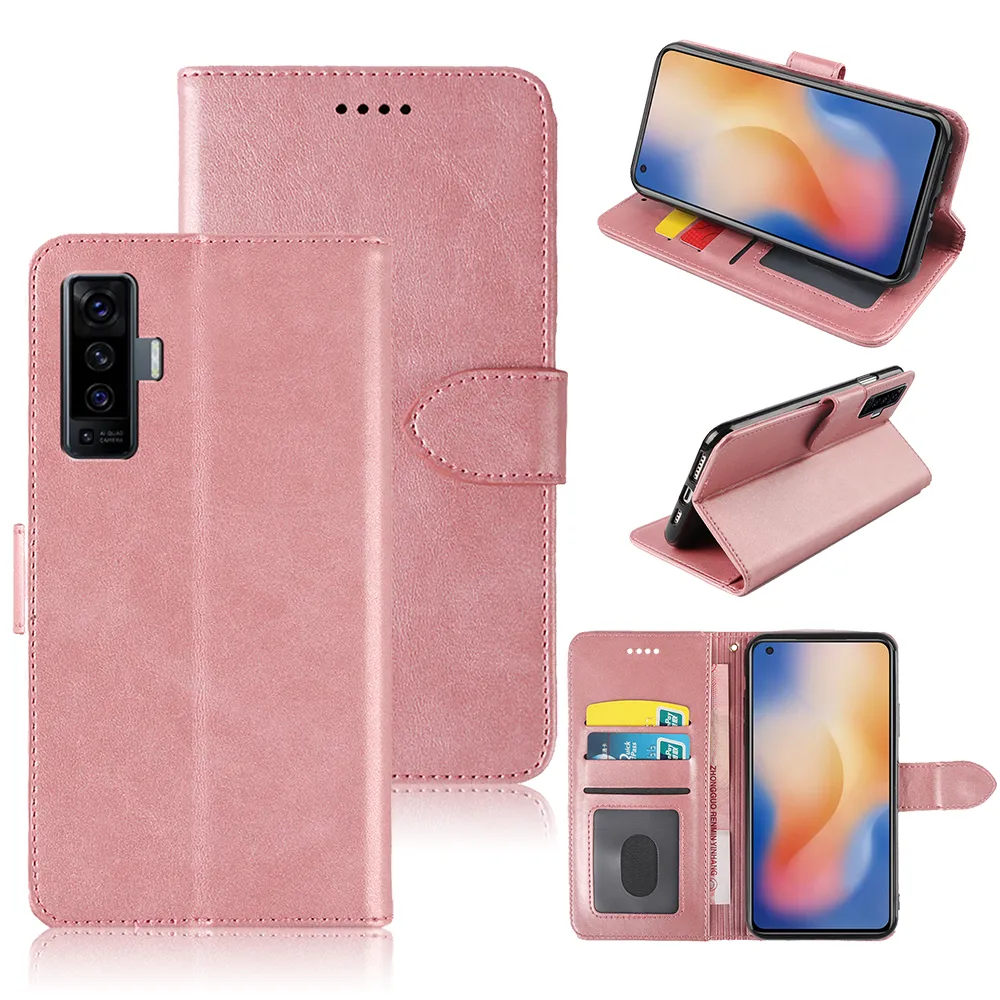 Skórzane etui na telefon Classic Wallfovproffovprofs with Card Slot Frame Flip Cover For Vivo Y53s Y72 Y91C Y91 Y90 Y95 Y93S Y93 Lite Y89 Y85 Y83 Pro Y81 Y81s Y75 Y75S Y73