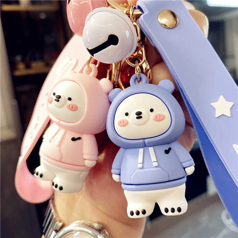 Sweater Creative Bear Keychain Pingente Cute Epoxy Animal Animal Dos Desenhos Animados Acessórios Carro Chaveiro Chaveiro Anel Anel Masculino e Mulheres Jóias G1019