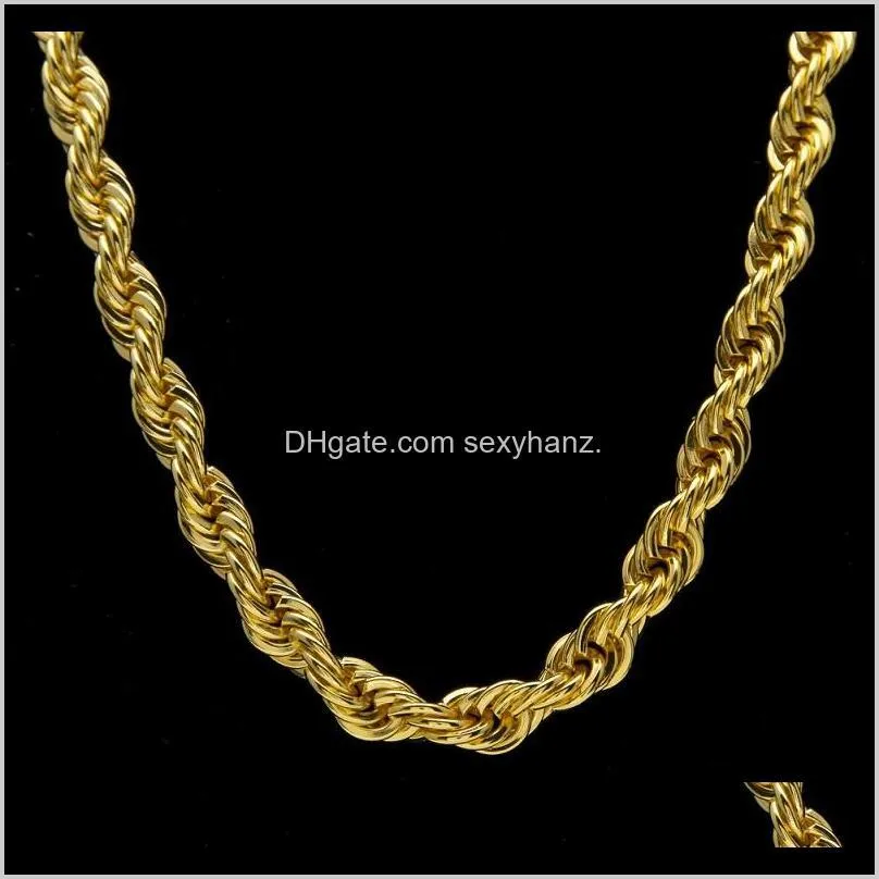 gold rope chains for men fashion hip hop necklace jewelry 30inch thick twist link chain