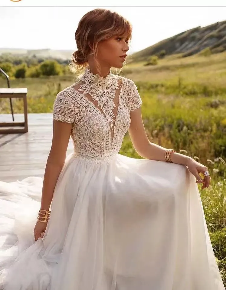 Vintage boho sales wedding dress