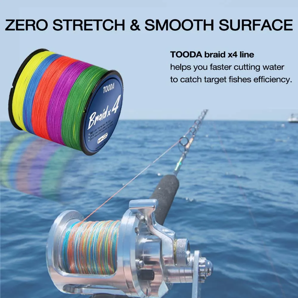 TOODA PE 4 Braided Fishing Line 100M Abrasion Resistant Braided Lines  Incredible Superline Zero Stretch
