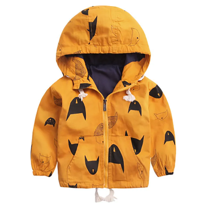 Jungen Kleidung 2-6Y Herbst Jacke Langarm Outdoor Mädchen Mantel Cartoon Mit Kapuze Kleidung Für Kinder 210515