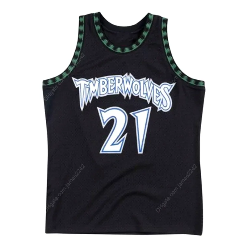 Custom Retro Garnett # 21 Kevin Basketball Jersey Stitched Black Size S-4XL Elke naam en nummer Topkwaliteit Jerseys