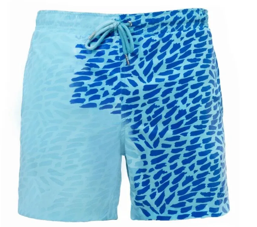 Water warme kleur veranderende shorts zomerse heren strandgolven zonneschijn coole mode vrije tijd surfen zwemmen bodybuilding volleybal snel drogende loopbroek