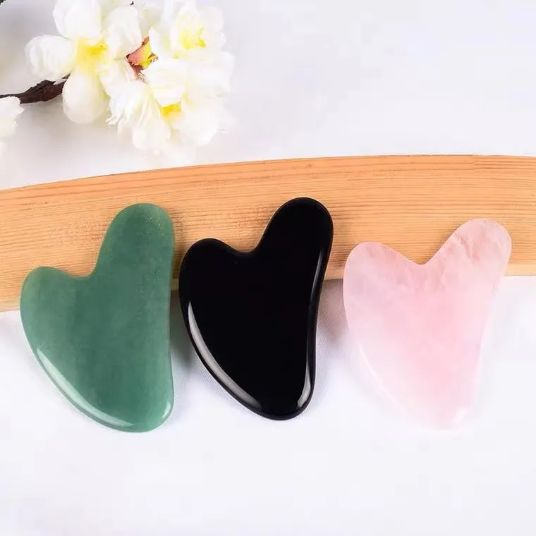 Wholesales Aventurine Gua Sha Face Care Massage 도구 자연 크리스탈 로즈 쿼츠 구아 간 보드 긁어내는 목 몸 스파 아름다움 건강 스킨 케어