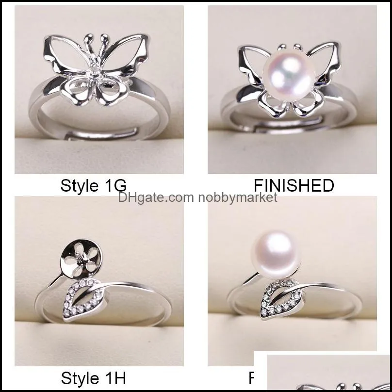 Fashion DIY Pearl Rings Settings 925 Sliver Ring For Women 9 Styles DIY Rings Adjustable Size Jewelry Settings Christmas Gift Jewelry