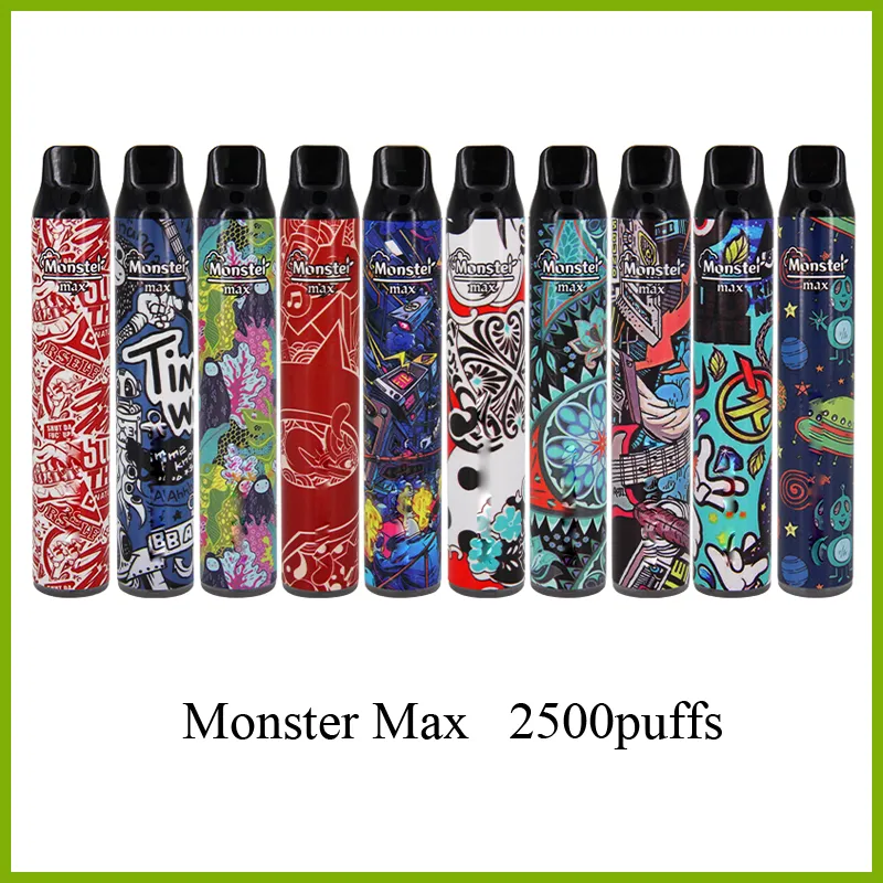 Monster Max 2500 Puffs Electronic Cigarette Disponable Pen med modedesign och stor kapacitet