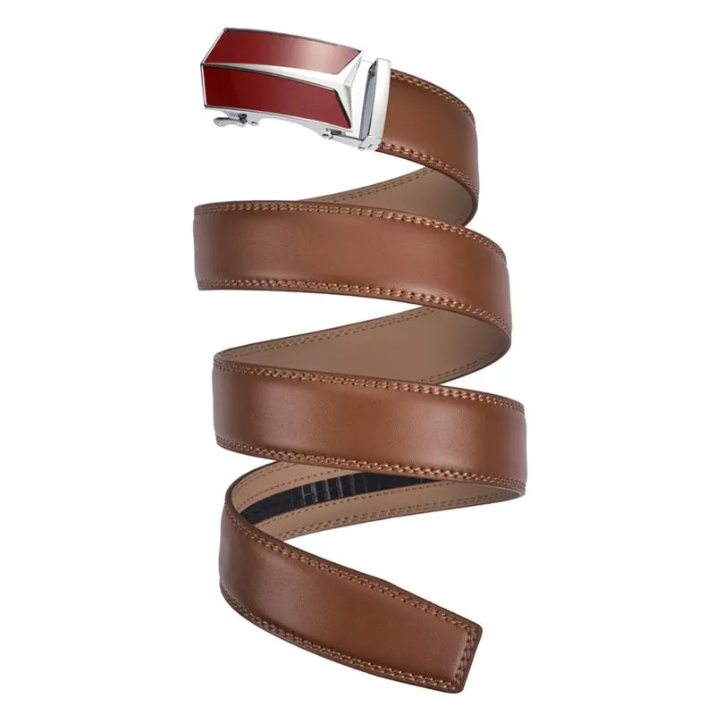 Belts Plyesxale Black Brown Men Belt Genuine Leather Luxury High Quality Cinturones Hombre Ratchet With Automatic Buckle B129