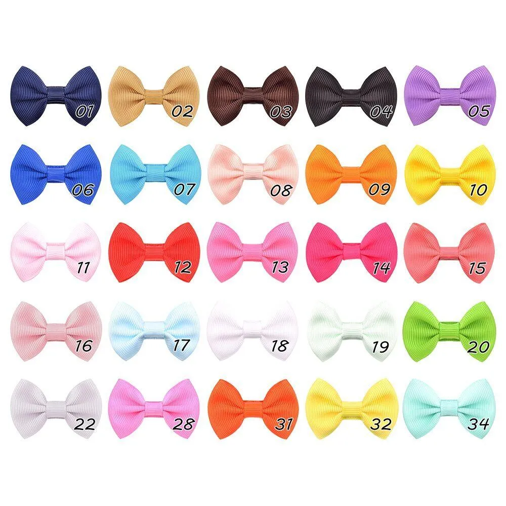 Baby Girls 1.8 Inch Solid Small Bow Hairpin Hair Clip Barrettes Sweet Kids Headdress Beautiful HuiLin