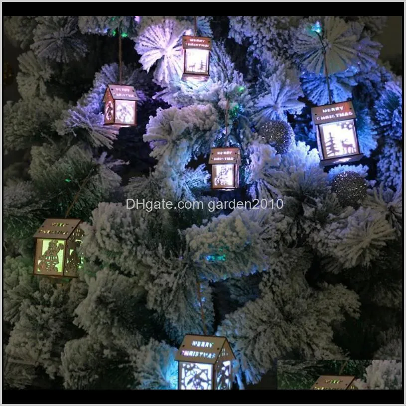 2020 christmas tree decoration led hanging wooden house fairy light new year wedding garland new year christmas decor for home1