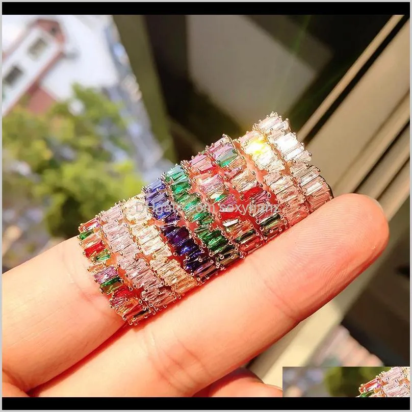 Rings Drop Delivery 2021 Multi Style Irregular Ring Vintage Fashion Jewelry 925 Sterling Sier&Rose Gold Fill Rainbow Gemstones Cz Diamond Wom