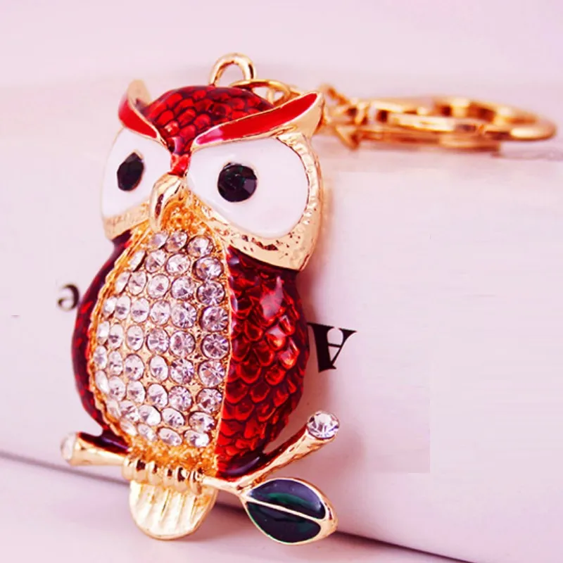 Bling Bling Crystal Keychains Сова Кулон Металлический брелок Сыч Ключевые Цепь Металлические Ключ Кольцо Подарок Унисекс