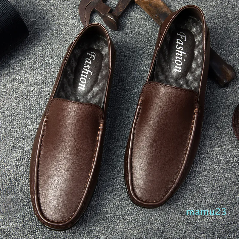 Designers de luxe chaussures de haute qualité hommes d'affaires décontracté luxe sans lacet chaussures en cuir véritable hommes chaussures marque conduite hors