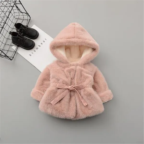 Winter Mädchen Kapuzenmantel Mode verdicken warme Pelze Mantel 0-4 Jahre Kinderbekleidung Mädchen Kunstpelzjacke